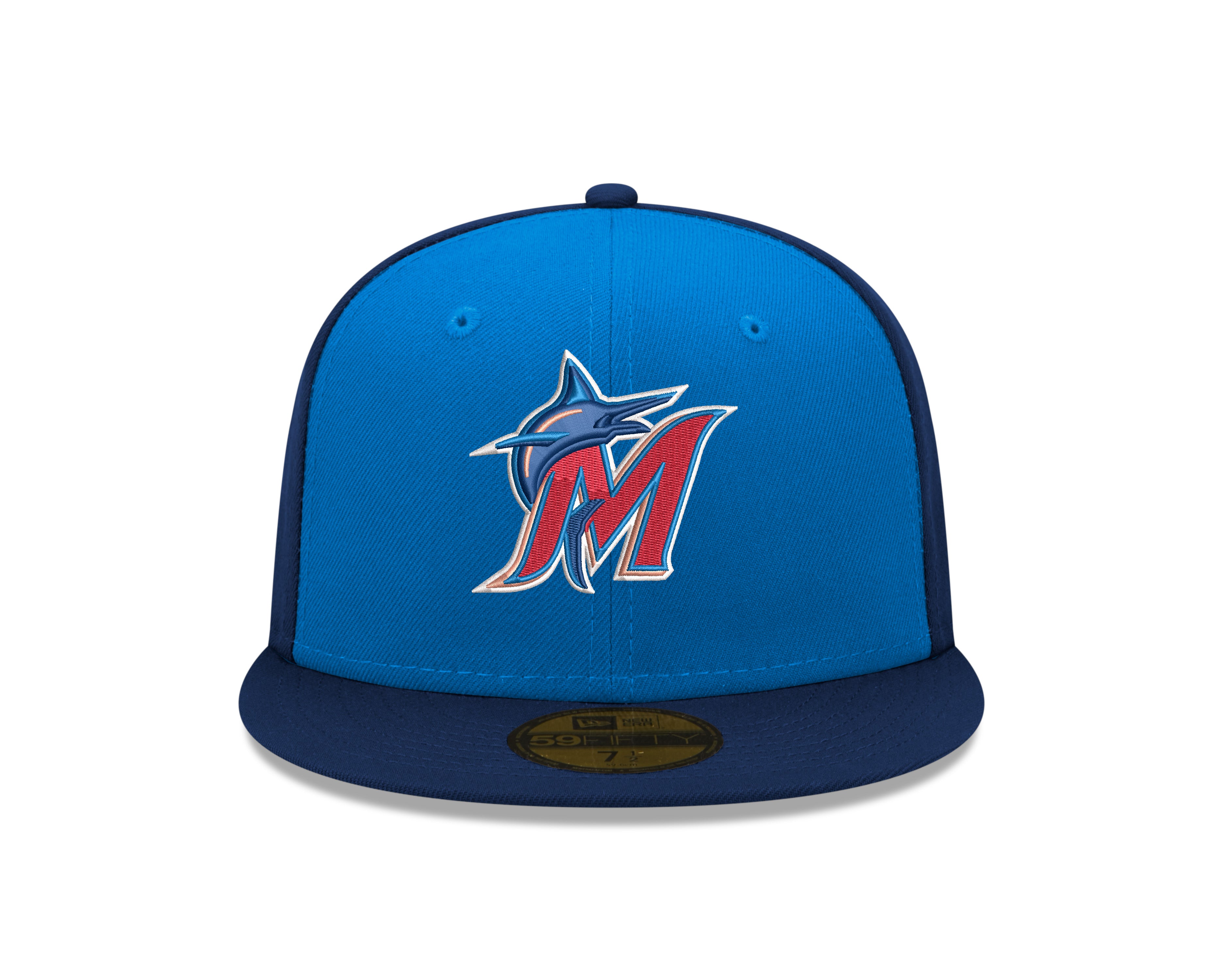 New Era Florida Marlins MLB Black Stitched Fitted Hat Cap Adult