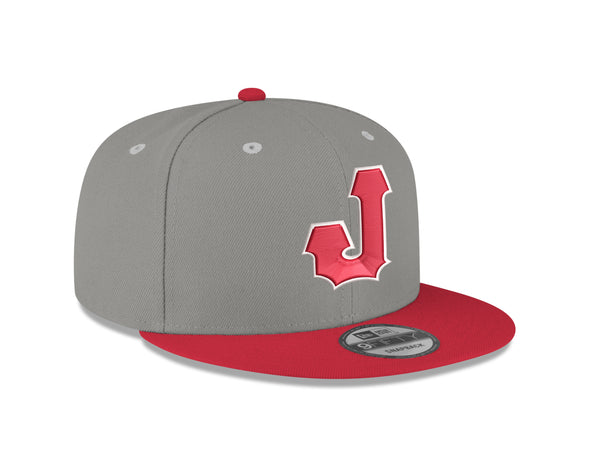 Jacksonville Jumbo Shrimp New Era Jacksonville Red Caps Heather Gray 9Fifty Snapback