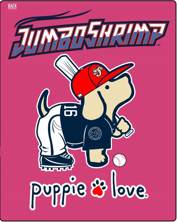 Jacksonville Jumbo Shrimp Puppie Love Hot Pink Baseball Pup Tee