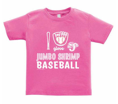 Jacksonville Jumbo Shrimp Soft As A Grape Pink Glove Toddler Tee