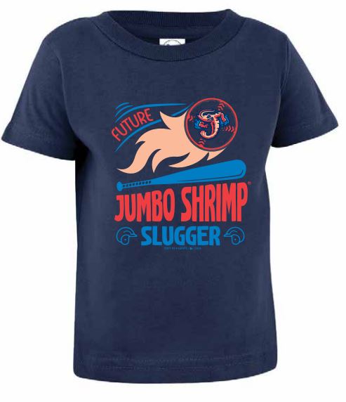 Jacksonville Jumbo Shrimp Soft As A Grape Navy Future Slugger Infant Tee