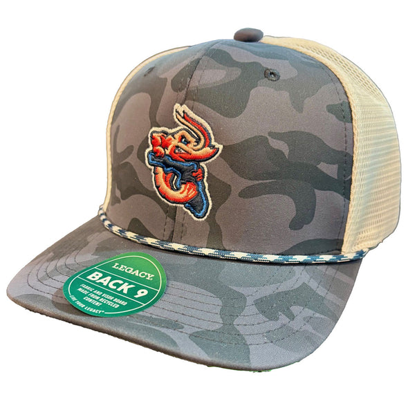 Jacksonville Jumbo Shrimp Legacy Midnight Camo Back 9 Rope Trucker