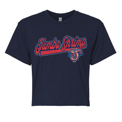 Jacksonville Jumbo Shrimp Bimm Ridder Ladies Turbo Navy Crop Tee