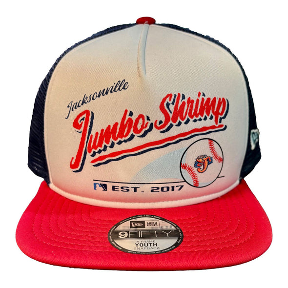 Jacksonville Jumbo Shrimp New Era Youth Retro Script A-Frame 9Fifty