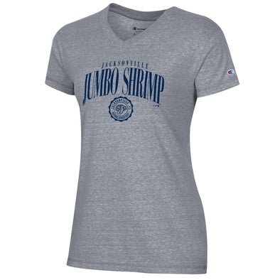 Jacksonville Jumbo Shrimp Ladies Champion Gunsmoke V-Neck Tee