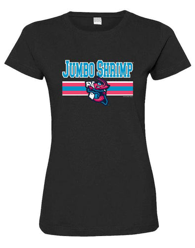 Jacksonville Jumbo Shrimp Soft As A Grape Ladies Black Vice Crew Tee