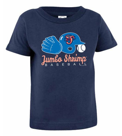Jacksonville Jumbo Shrimp Soft As A Grape Navy Glove & Helmet Infant Tee