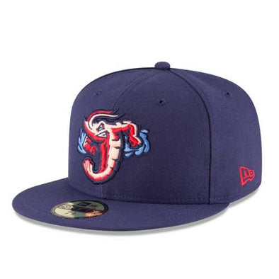 Men's New Era Navy Jacksonville Jumbo Shrimp Authentic Collection Road 59FIFTY Fitted Hat
